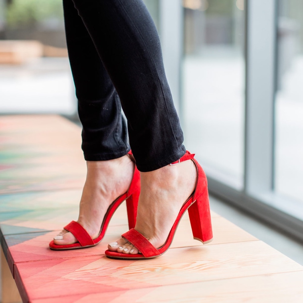 Steve Madden Dylann Red Block Heeled Sandals